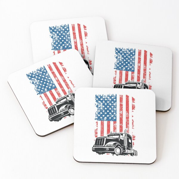 Item preview, American Trucker - Truck and Flag designed and sold by EstelleStar.