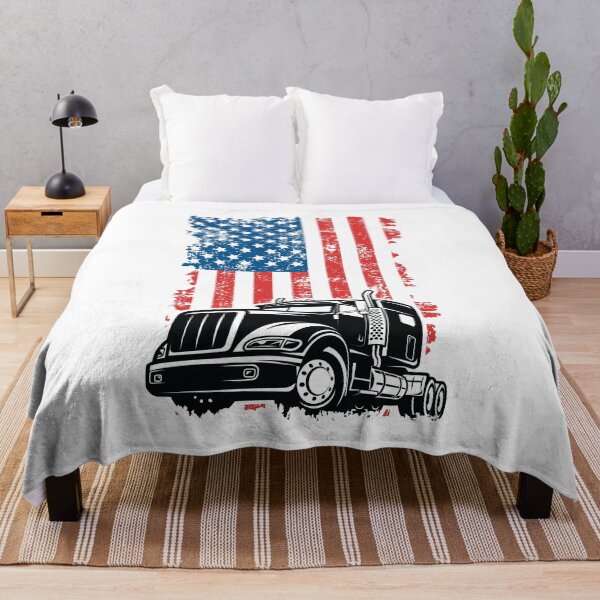 Item preview, American Trucker - Truck and Flag designed and sold by EstelleStar.