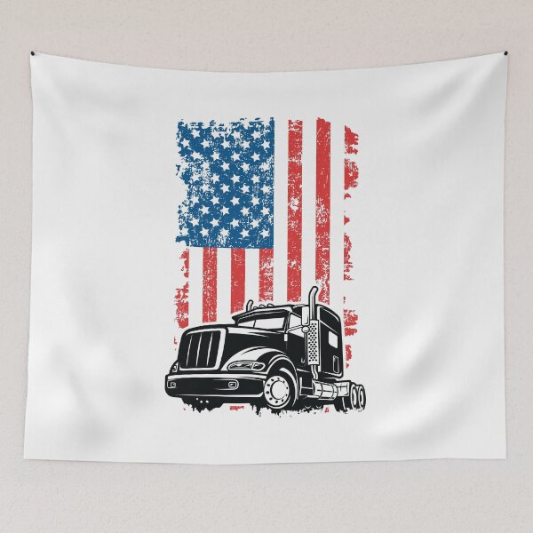 Item preview, American Trucker - Truck and Flag designed and sold by EstelleStar.