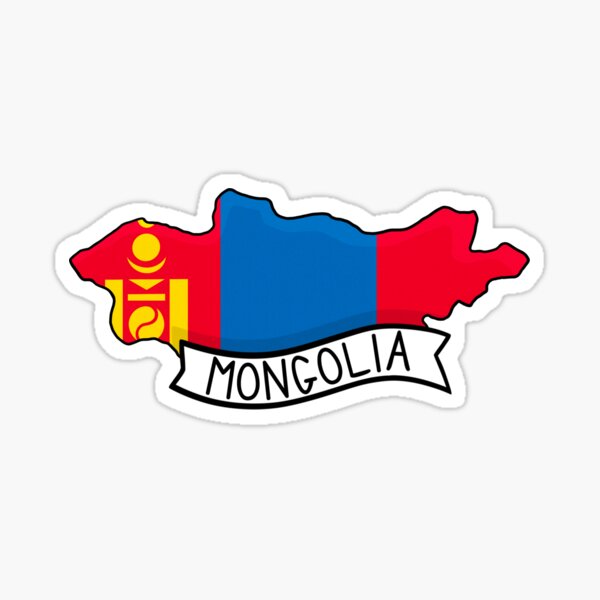 Item preview, Mongolia Flag Map Sticker designed and sold by Drawingvild.
