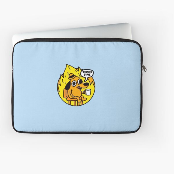 This is Fine Doggo | This is Fine Dog | This is Fine Meme - Blue Background Laptop Sleeve