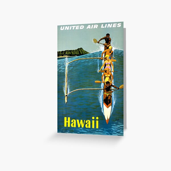 Hawaii Vintage Travel Poster Restored Greeting Card