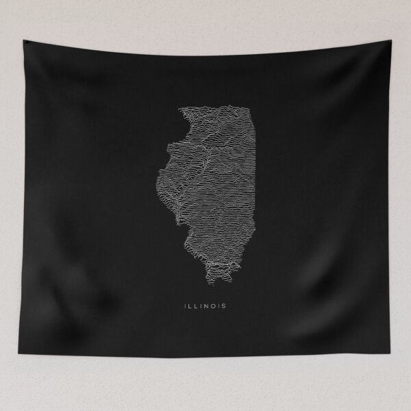 Item preview, Illinois Map Latest Topography Rock style  designed and sold by Mad Over Store.