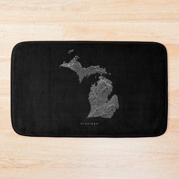 Item preview, Michigan Map Latest Topography Rock style  designed and sold by Mad Over Store.