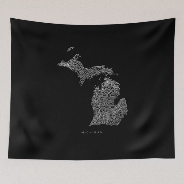 Item preview, Michigan Map Latest Topography Rock style  designed and sold by Mad Over Store.