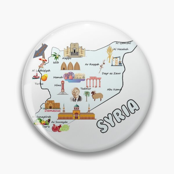 Item preview, Syria map, major cities names flag Syrian national symbols and landmarks خريطة سوريا مع اهم المدن واهم المعالم الاقتصادية والاجتماعية والسياحية designed and sold by mashmosh.