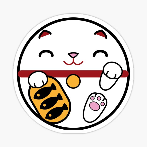 Vista previa del artículo con la obra « Gato afortunado redondo Maneki Neko», diseñado y vendido por Citas-Paintbox.