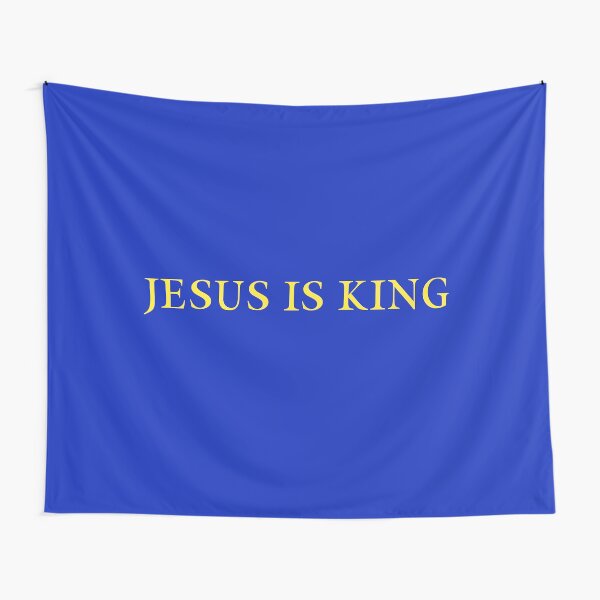 Jesus is King - Kanye West (Yellow on Blue) Tapestry