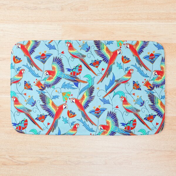 Item preview, Gold Enamel Red Macaws - Baby Blue designed and sold by TigaTiga.