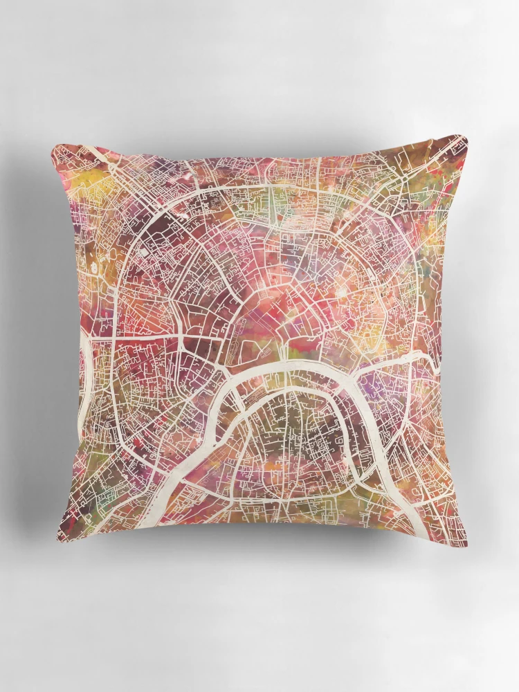 Thumbnail 3 of 4, Pillow, Moscow Map designed and sold by MapMapMaps.