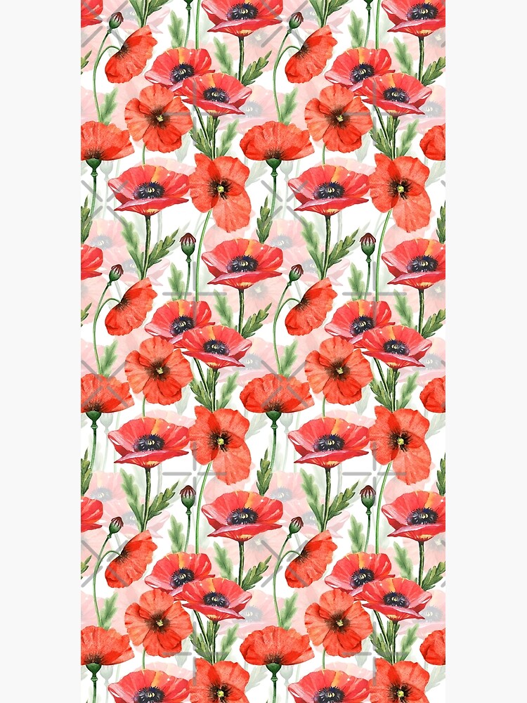 Hand drawn Watercolor Poppies Flower Pattern by UtArt