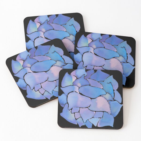 Item preview, blue succulent, black background  designed and sold by AnnaBaldon.