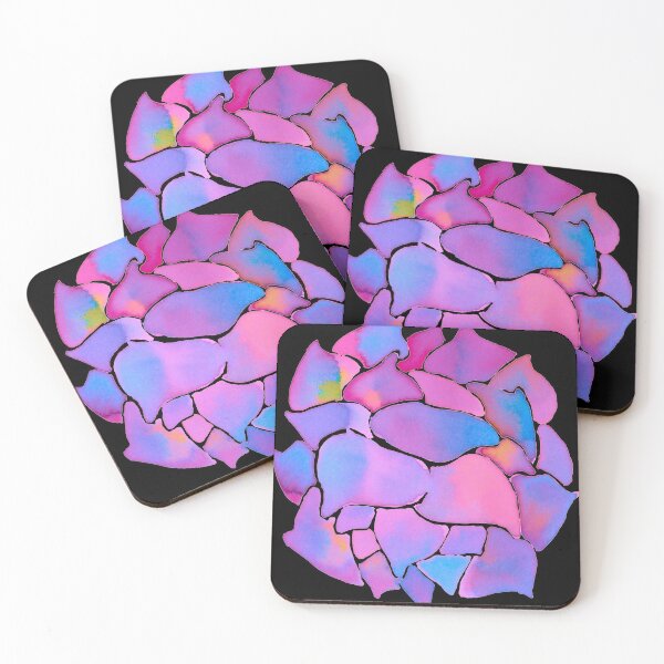 Item preview, neon pink succulent, black background designed and sold by AnnaBaldon.
