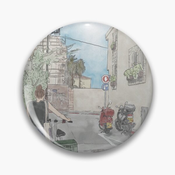 Item preview, Neve Tzedek Tel Aviv old town watercolor urban sketch designed and sold by NaliniLe.