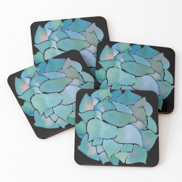Item preview, green succulent, black background designed and sold by AnnaBaldon.