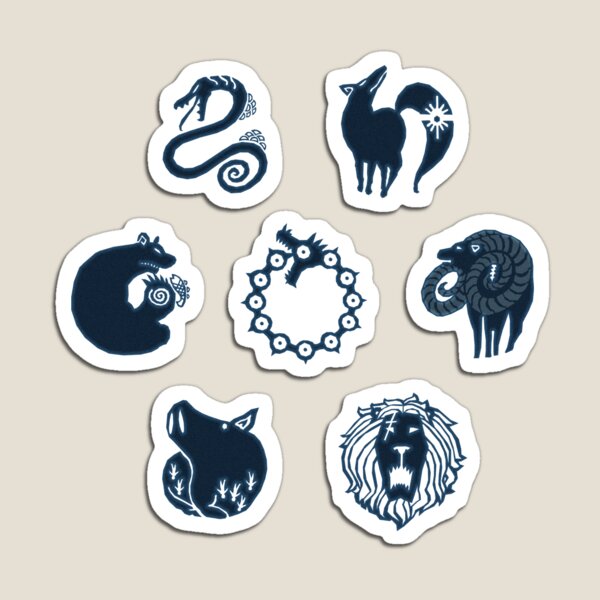 Seven Deadly Sins Logo Set Stickers (7 in 1) Magnet