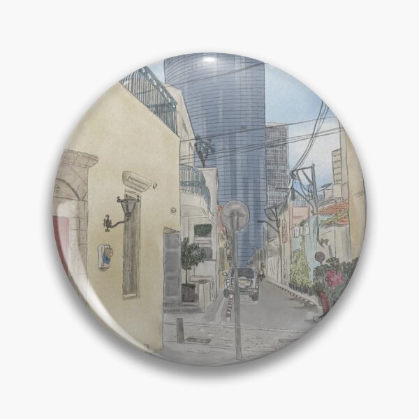 Item preview, Neve Tzedek neighbourhood in Tel Aviv - Watercolor street Illustration designed and sold by NaliniLe.