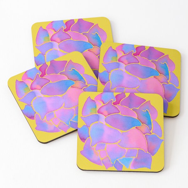 Item preview, neon pink succulent, yellow background designed and sold by AnnaBaldon.