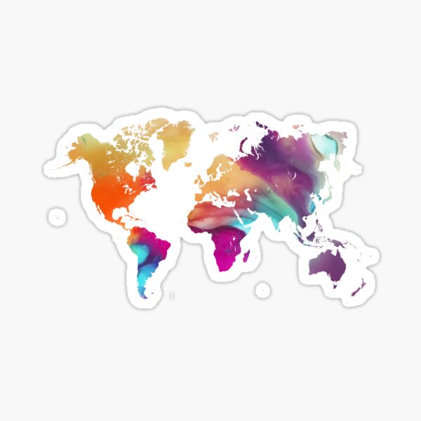 World map watercolor #map #worldmap Sticker