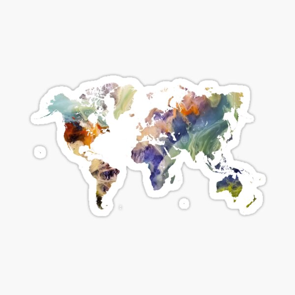 World Map watercolor painting #map #worldmap Sticker