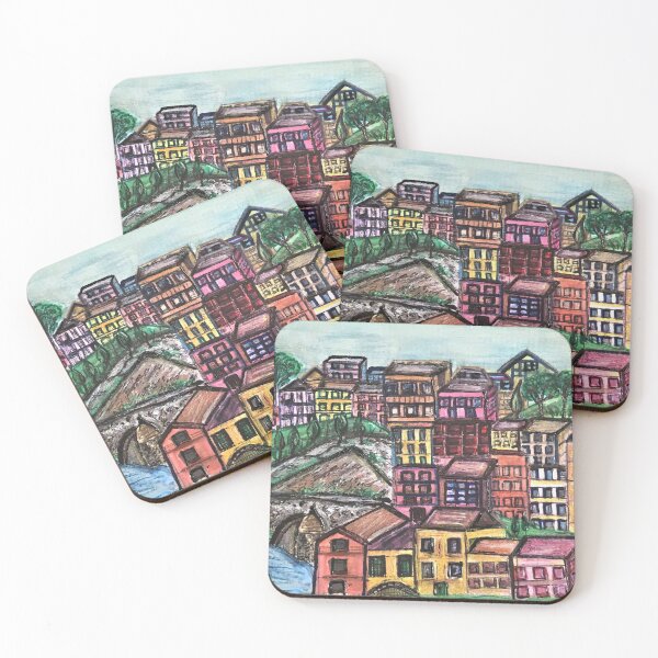 Item preview, hand made art paining fine art italy manarola  holiday villages by mysticladyart  designed and sold by mystic lady vintage art and fashion designs.