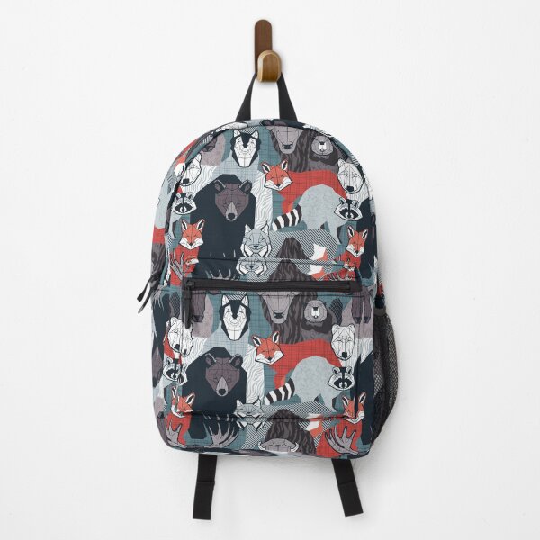 Item preview, Canadian wild geometric animals // teal background brown bear bull moose beaver bison grey lynx black and white raccoon bear wolf red foxes designed and sold by SelmaCardoso.