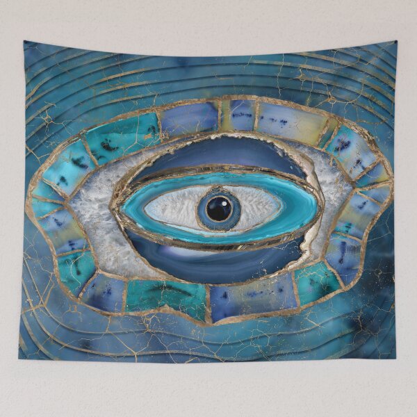 Item preview, Evil Eye Amulet Agate and gold designed and sold by k9printart.