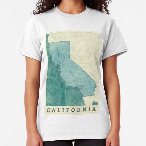 California Map Blue Vintage Classic T-Shirt