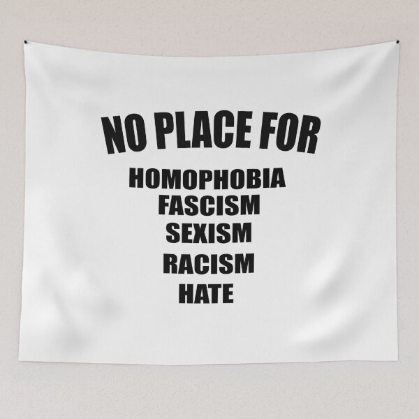 Item preview,  NO PLACE for homophobia fascism sexism racism hate T-SHIRT unisex top designed and sold by Noui Barka.