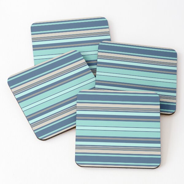 Item preview, Teal Blue Horizontal Balanced Stripes designed and sold by weirdAffect.