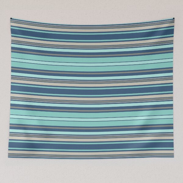 Item preview, Teal Blue Horizontal Balanced Stripes designed and sold by weirdAffect.
