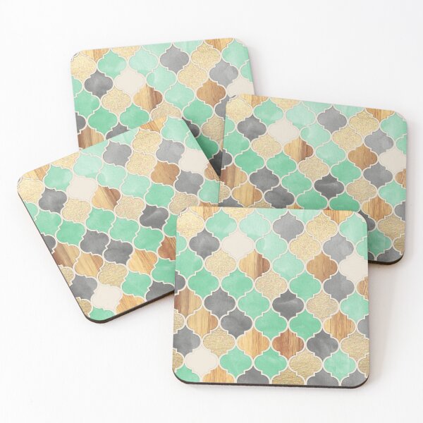 Item preview, Charcoal, Mint, Wood & Gold Moroccan Pattern designed and sold by micklyn.