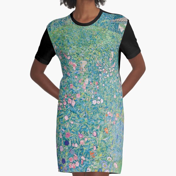 Gustav Klimt - Italian Garden Landscape Graphic T-Shirt Dress