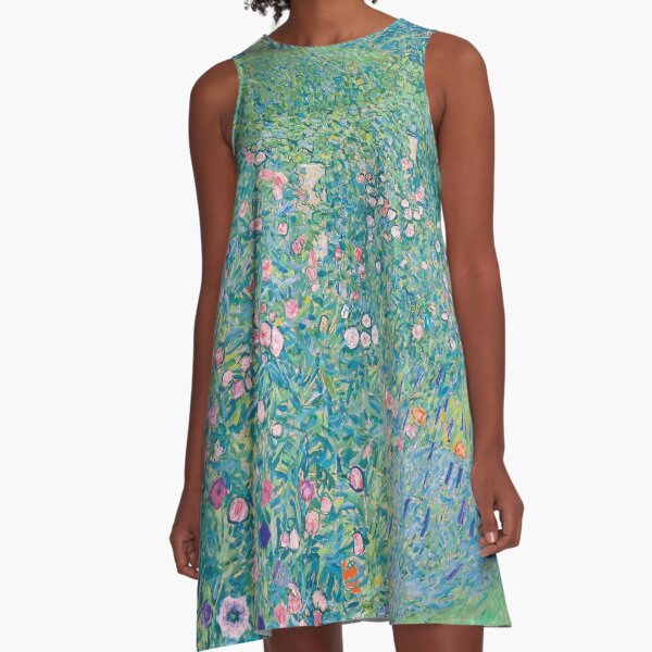 Gustav Klimt - Italian Garden Landscape A-Line Dress