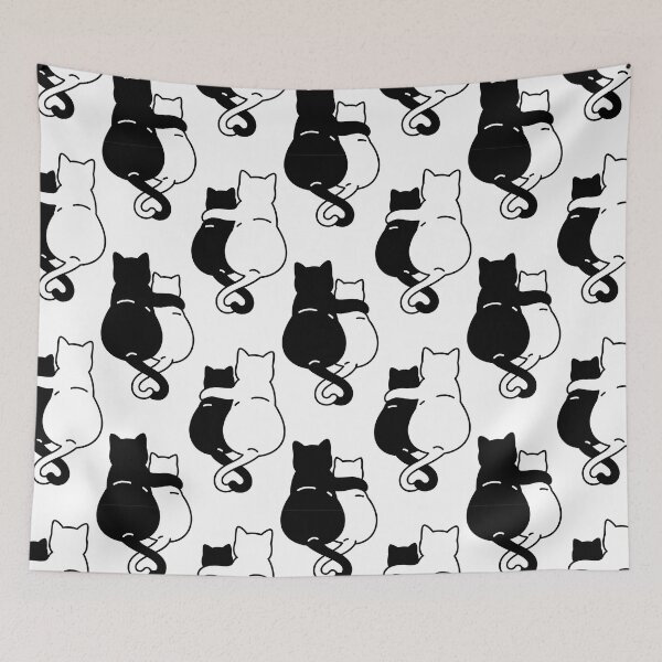 Item preview, black and white cats together side by side  designed and sold by headpossum.