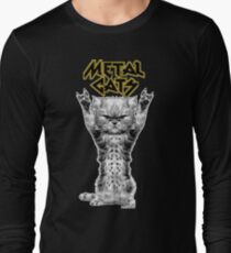Camiseta de manga larga gatos de metal