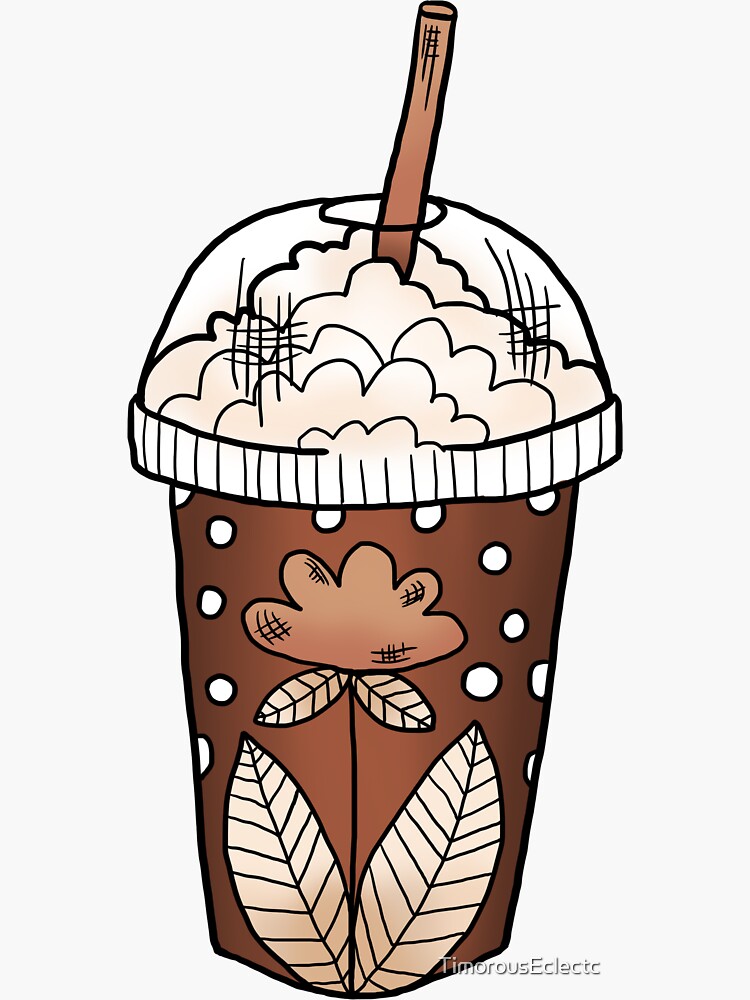 Cute Iced Coffee Cups - Classic Brown Sticker for Sale by