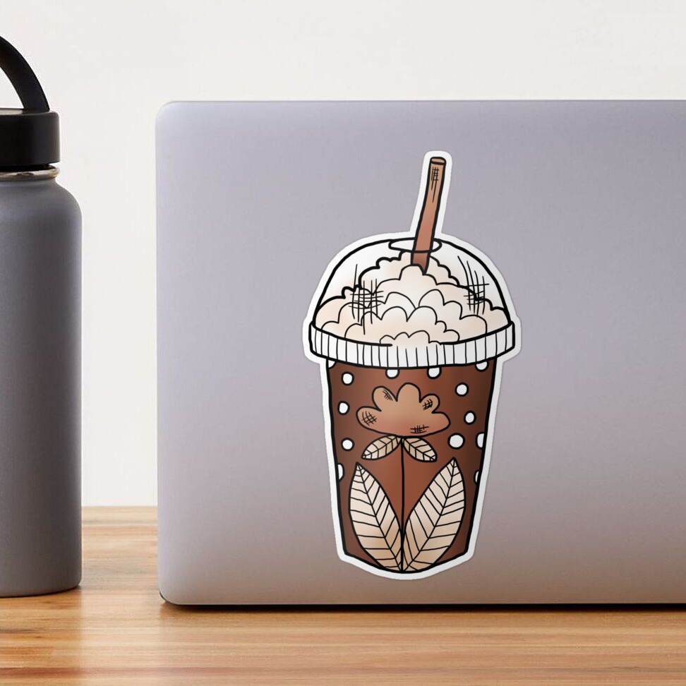 Cute Iced Coffee Cups - Classic Brown Sticker for Sale by TimorousEclectc