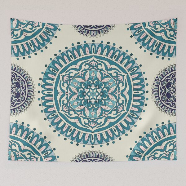 Item preview, Blue vintage mandala pattern designed and sold by Dorvidesign Shop.