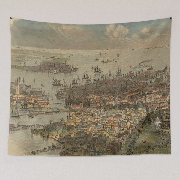 Item preview, Vintage Pictorial Map of Boston MA (1866) designed and sold by BravuraMedia.