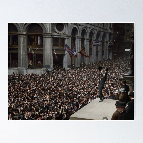 Item preview, Charlie Chaplin selling war bonds on Wall Street, 1918 designed and sold by Marina Amaral.