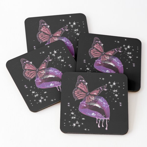 Item preview, Butterfly and glittery violet lips designed and sold by nellylebrun.