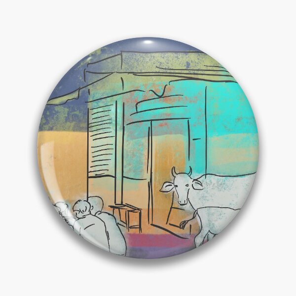 Item preview, Colorful cows illustration, Rishikesh street designed and sold by NaliniLe.