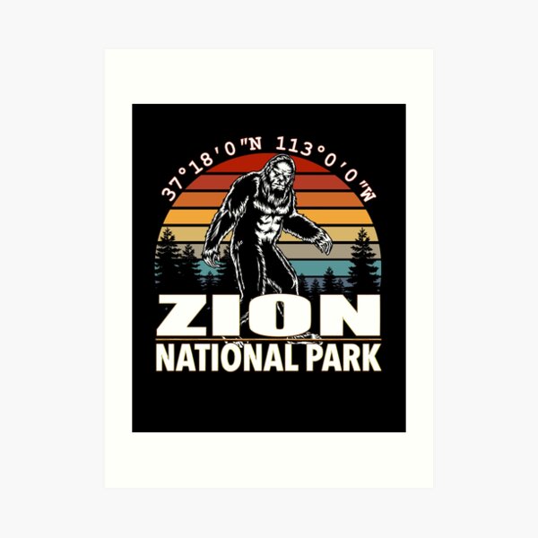 Zion National Park Bigfoot with GPS Location Art Print