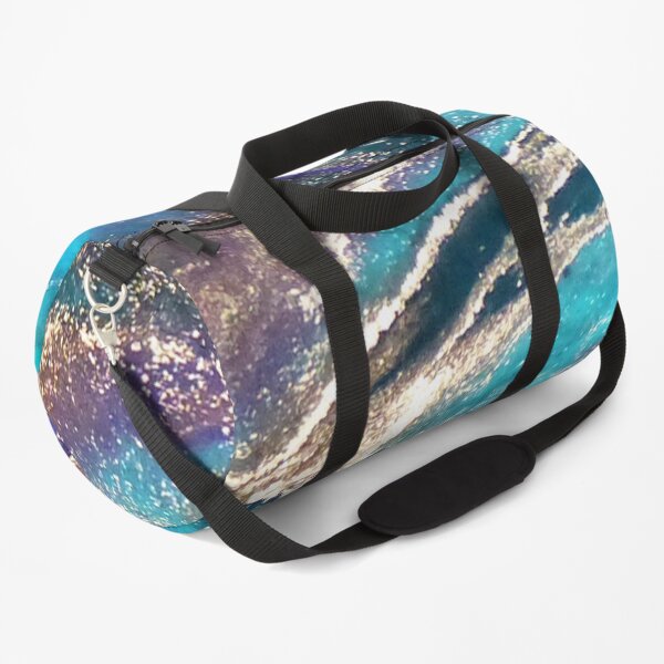 Liquid art abstract gold and blue Duffle Bag