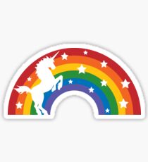 Retro Unicorn and Rainbow Sticker