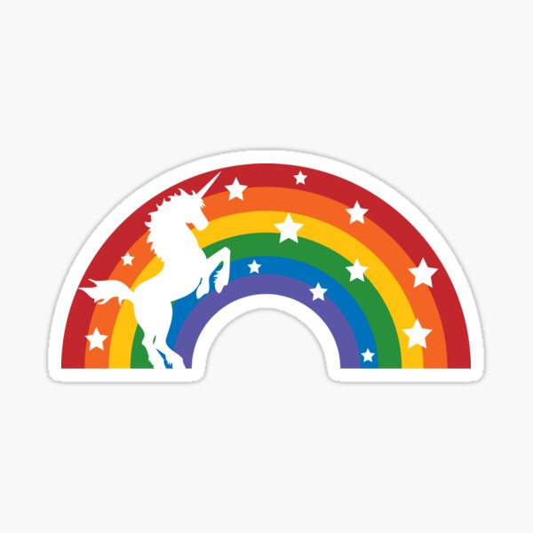 Retro Einhorn und Regenbogen Sticker