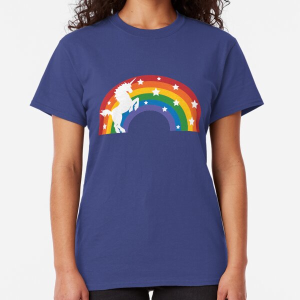 Retro Unicorn and Rainbow Classic T-Shirt