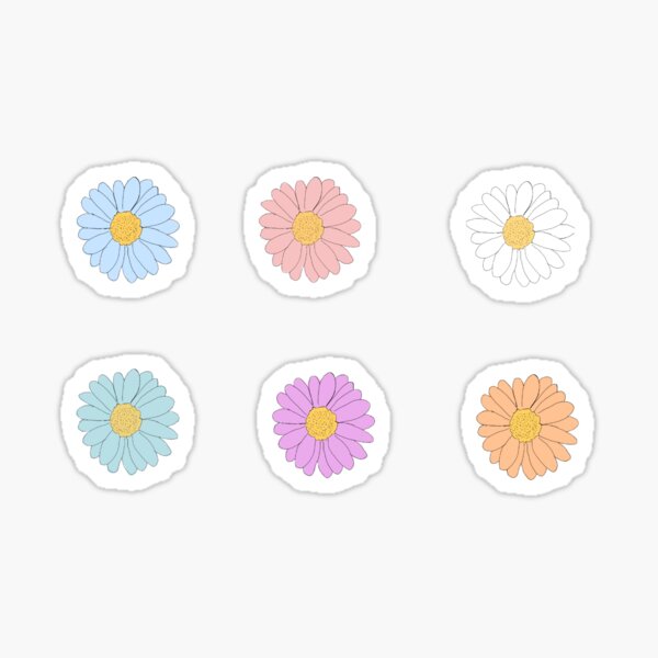 Multicolor Pastel Daisy Flowers Pack Sticker By Colleenm2 Redbubble 9657