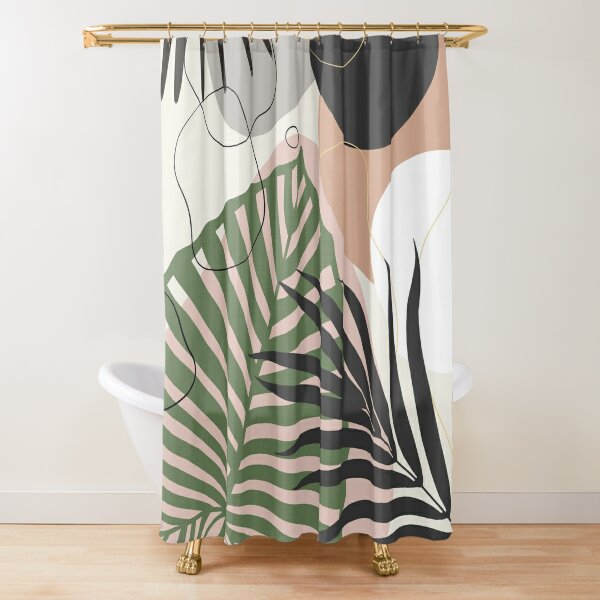 Woodsy Decor Lonely Tree Fall Black Branch Abstract Leaves Ombre Shower  Curtain 